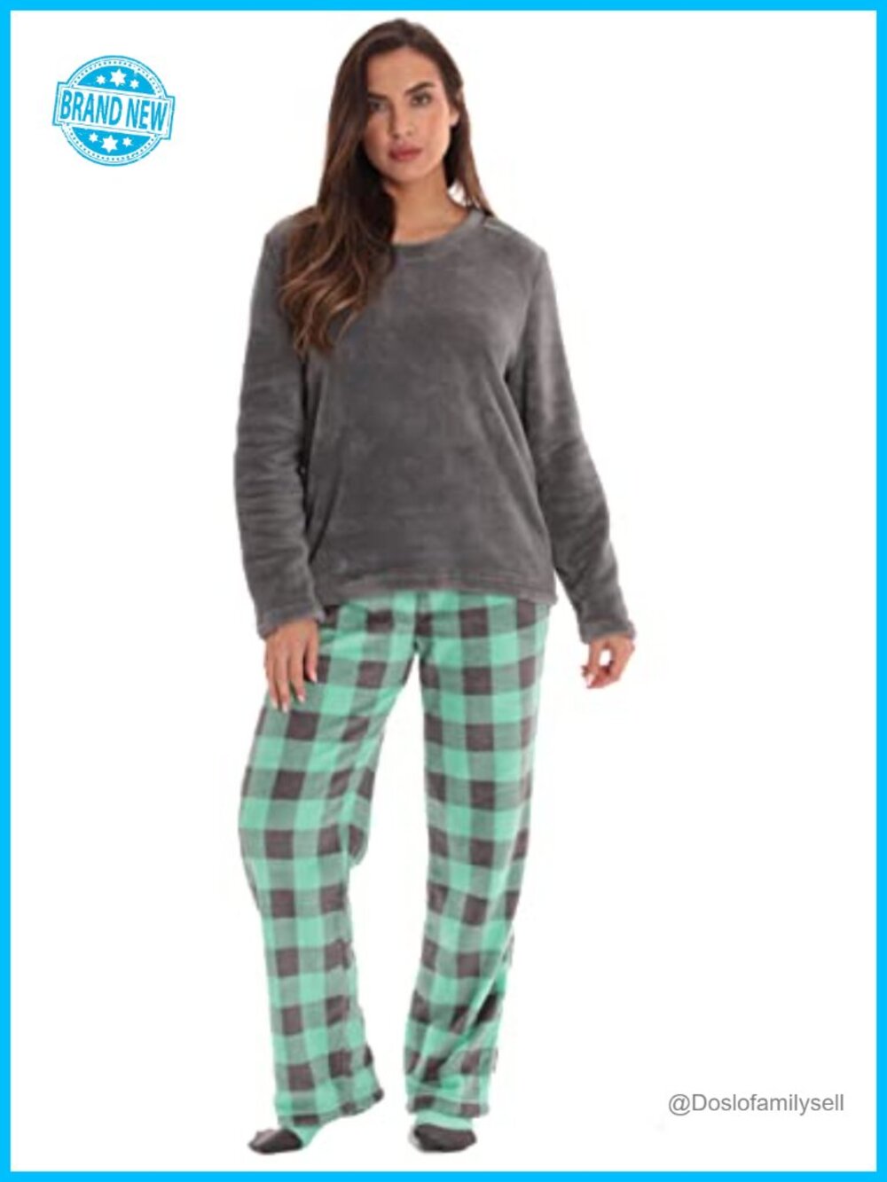 Plush Fleece Pajama Set with Socks Womens Sleepwear
